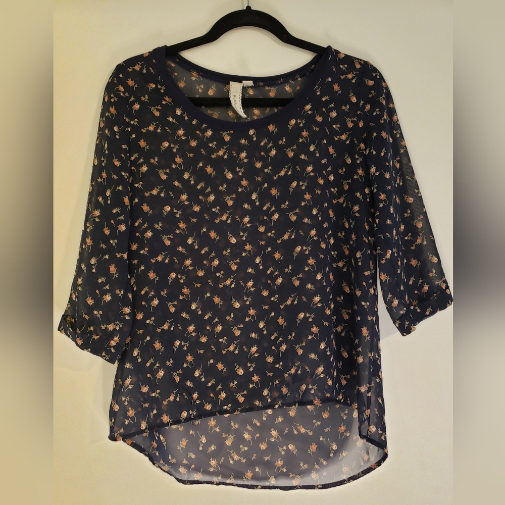 Robin-K Sheer Floral Print Top